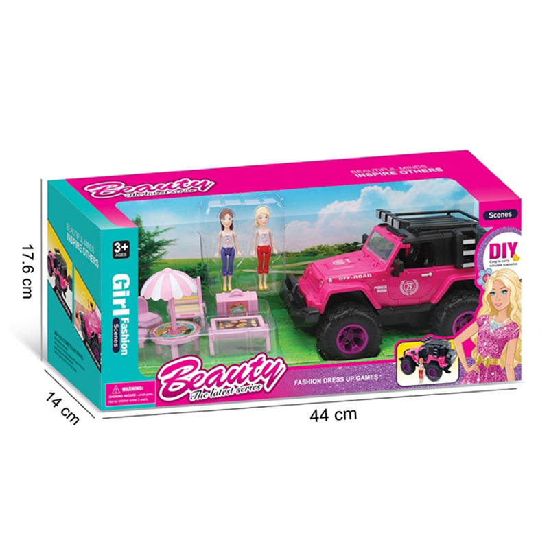 Hot sale doll convertible sports car off-road vehicle suit with sound and light fashion doll car play house girl children's toy