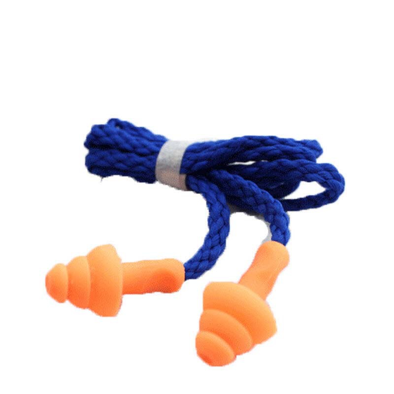 Earplugs can reduce noise and sound insulation. Washable silicone sound insulation earplugs for factory workshops. Christmas tree with cable sleep earplugs