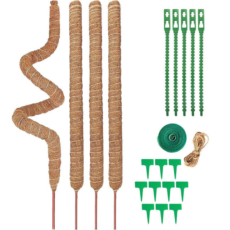 Bendable Moss Rod Plant Support Set Coconut Palm Fiber Rock Climbing Plant Stand Curved Coconut Palm Rod