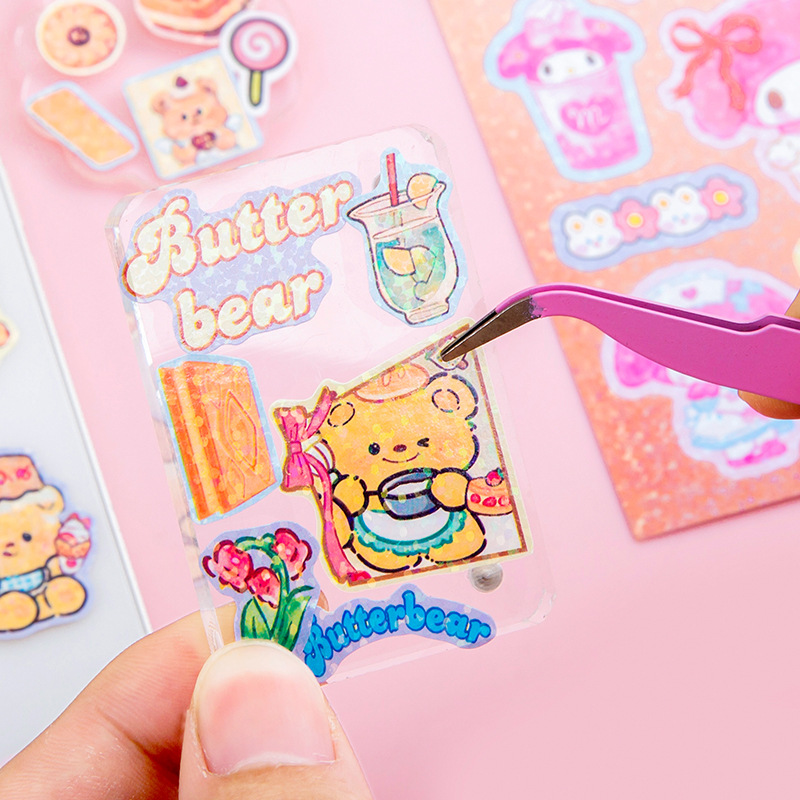 Creative Cartoon Laser Stickers Children's DIY Cut-Free Hand Account Stickers Decorative Stickers Kindergarten Prizes Gift