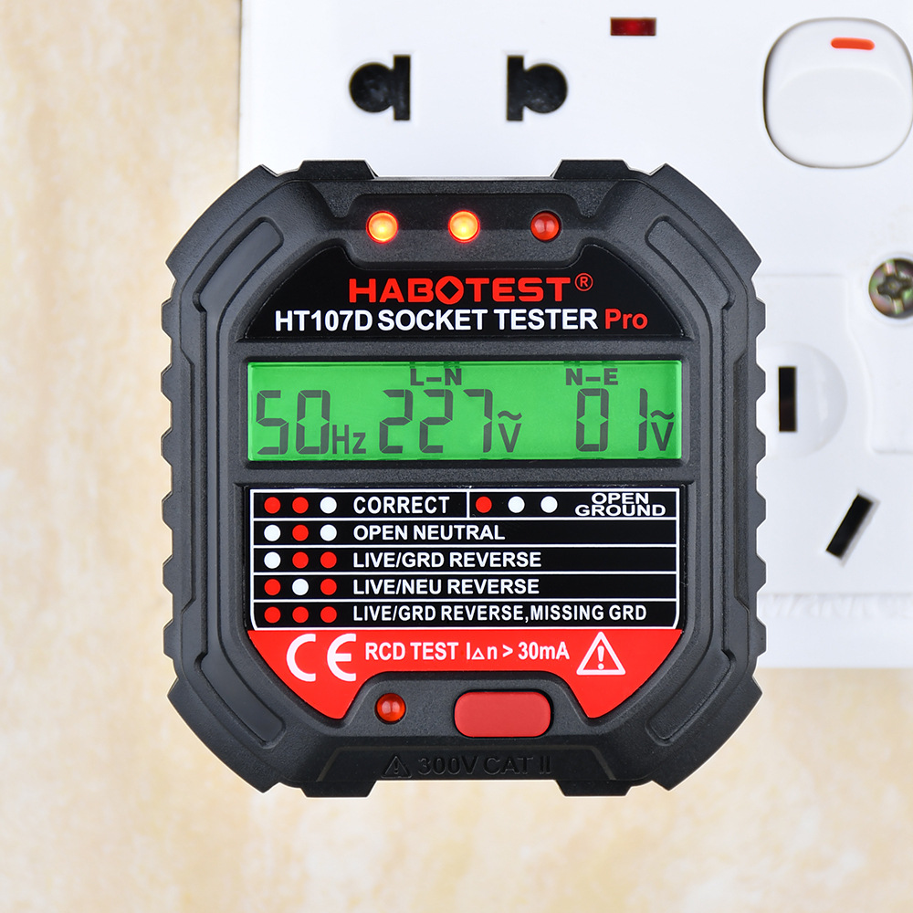 Habotest Factory Store Ht107D Multi-Function Digital Display Socket Tester Electrician Ground Wire Detector Plug
