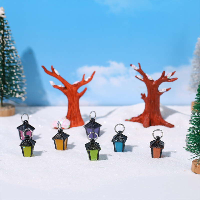 Luminous small light micro landscape ornaments colorful luminous small light ornaments creative resin crafts snow tree Christmas ornaments