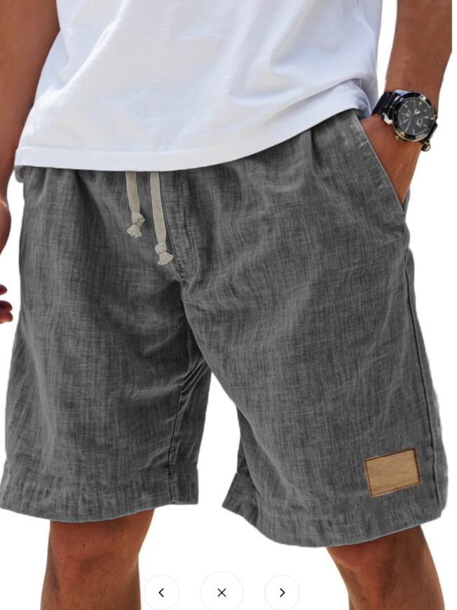 2025 cross-border Amazon new men's retro breathable linen loose holiday shorts fashion casual shorts