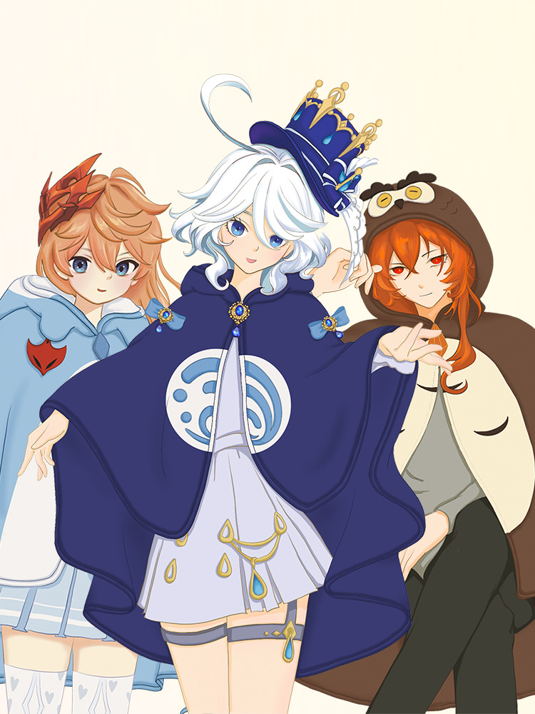 Two-Dimensional Peripheral Genshin Impact Anime Cartoon Cos Clothing Outwear Cloak Shoulder Cloak Plush Air-Conditioning Blanket Autum