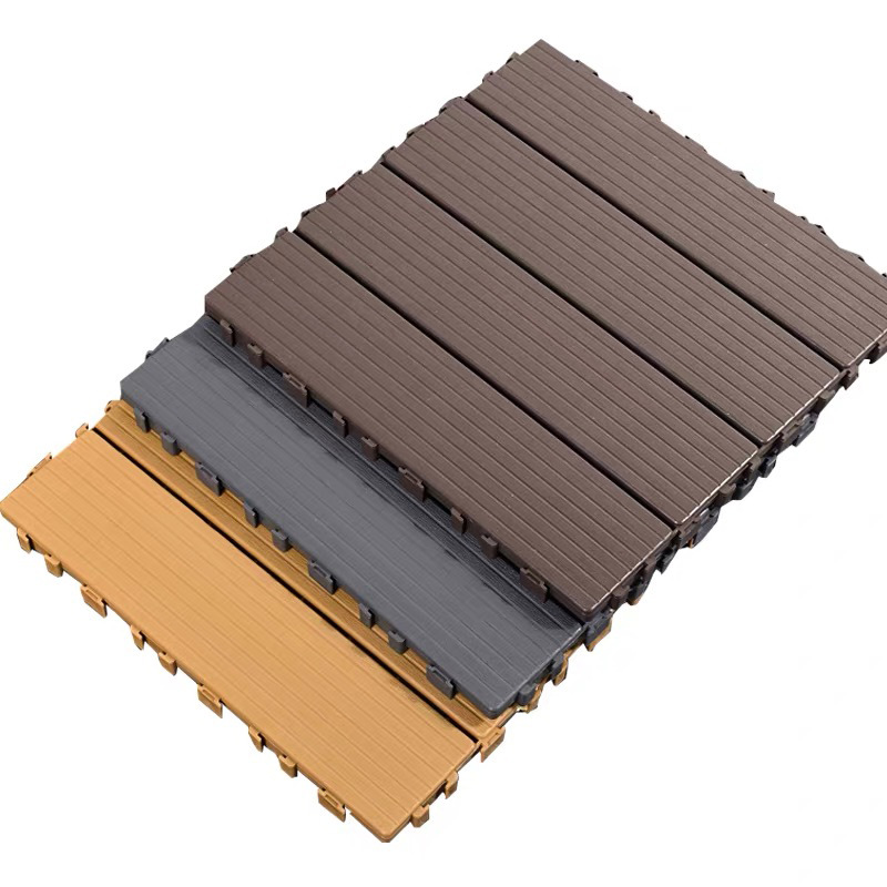 Source manufacturers plastic wood floor outdoor nail-free glue-free assembly transformation balcony terrace courtyard plastic floor outdoor