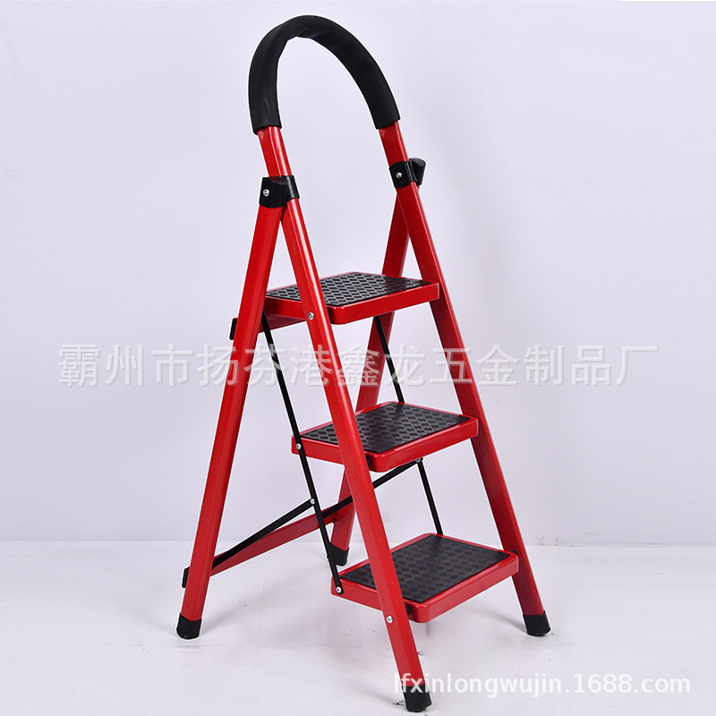 Gift Household Folding Ladder Thickened Carbon Steel Herringbone Ladder Outdoor Portable Telescopic Ladder Indoor and Outdoor Gift Ladder