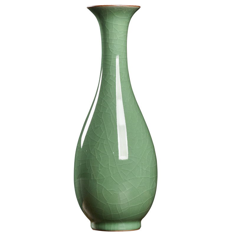 Celadon Vase Guanyin Bottle Flower-arranging Home Decoration Creative Hydroponic Dried Flower Zen Ceramic Jade Net Bottle Decoration