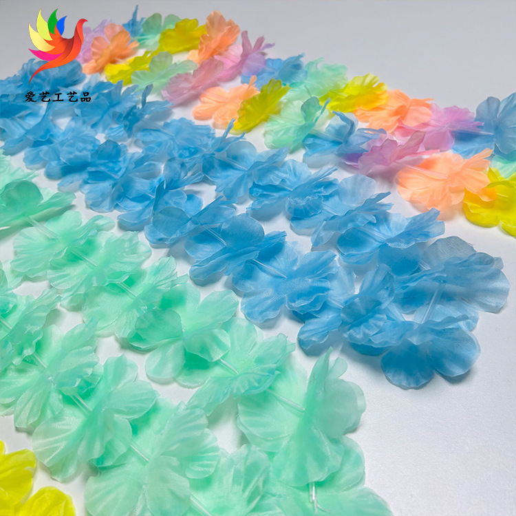 Macaron color polyester cloth simulation petal wreath 24 pairs of petals diameter 6.5cm length 100cm colorful wreath