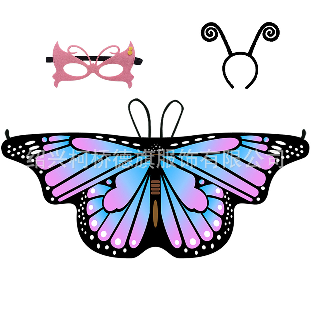 Butterfly Cloak Cross Border Halloween Cloak Children Small Butterfly Decoration Children Butterfly Silk Scarf Shawl Holiday Dress Up