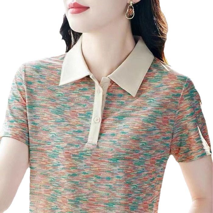 Short-sleeved T-shirt Summer New Middle-aged and Elderly Mother's Casual Top Middle-aged Women's Stylish Age-reducing Slimming Base Shirt