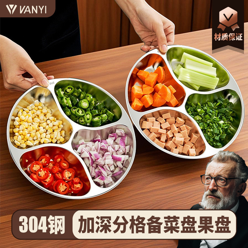 304 Stainless Steel Fast Food Plate for Adults and Students, Divided Lunch Box, Lunch Plate, Office Worker Canteen Meal Plate, Lunch Box Bowl