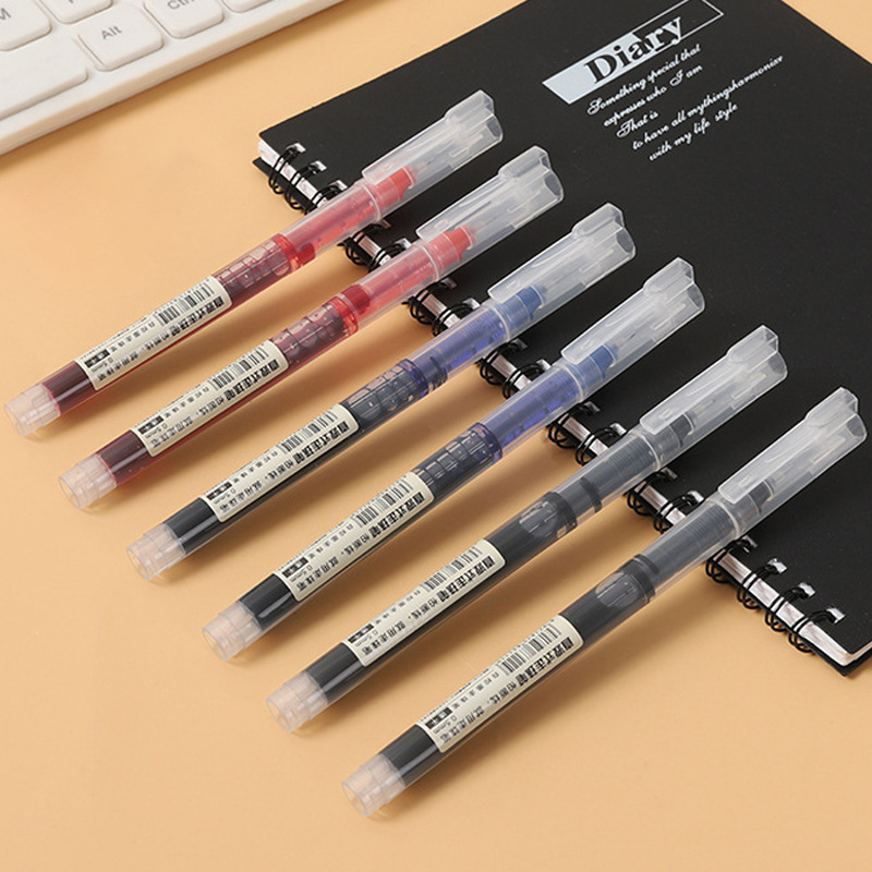 Прямой шариковый ручка для студентов, черная, 0.5 мм, красная гелевая ручка, быстро сохнущая ручка