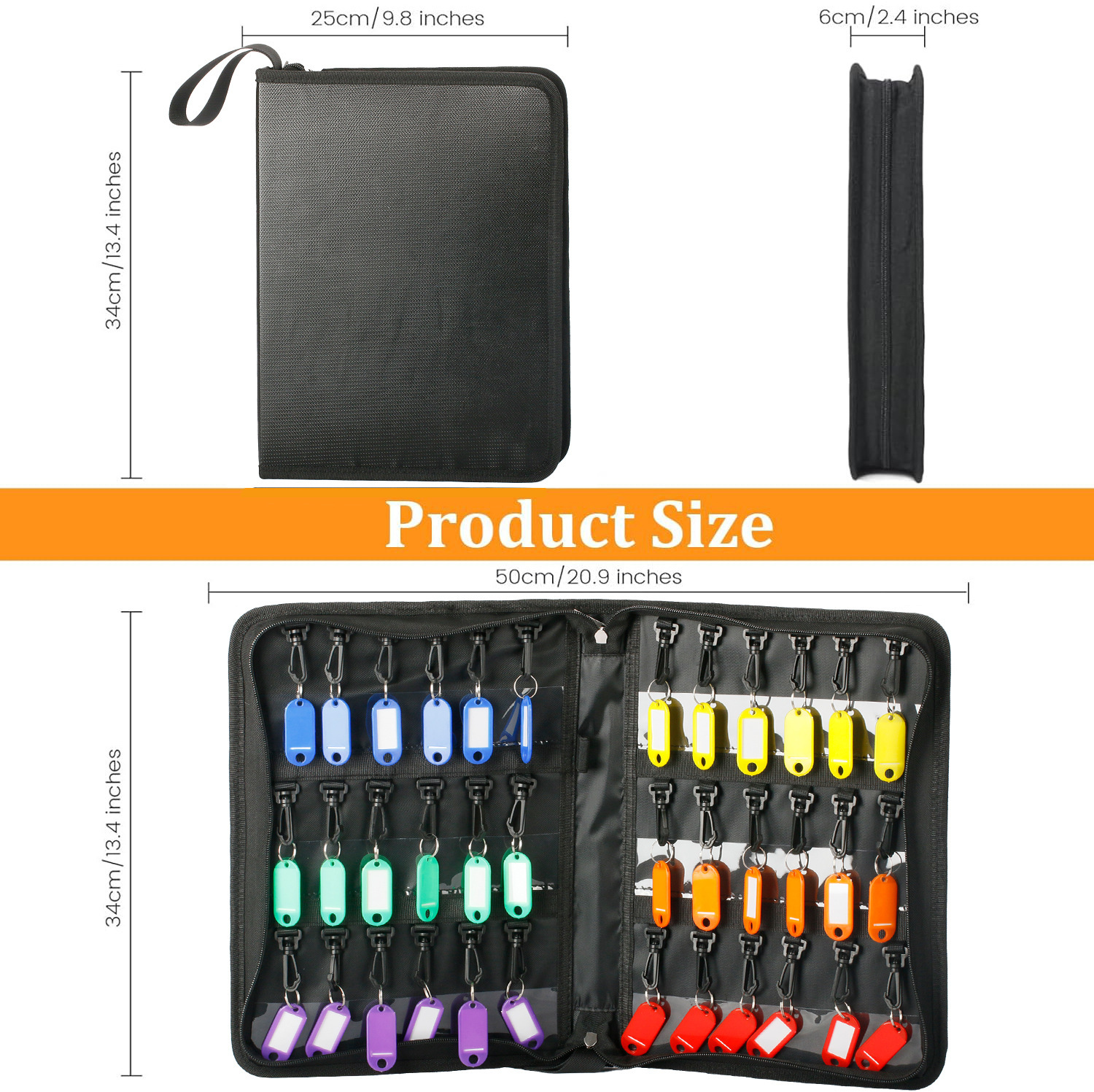 Cross-Border Black Fireproof 36 Key Bags Waterproof Zipper Hand-Held Portable Fiberglass Business