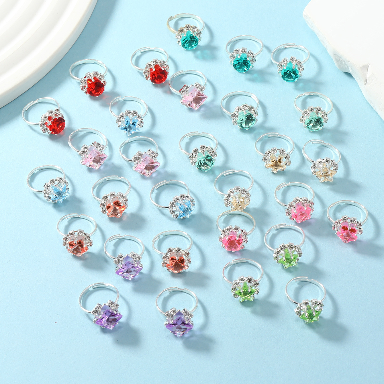 Корейское кольцо для детей, кольцо с цветными камнями, оптовая продажа