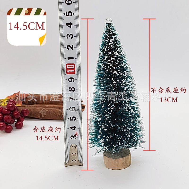 Cross-Border Mini Christmas Tree with Encrypted Sisal Fiber Dipped in White Snow, Desktop Small Christmas Tree Decoration Ornament for Christmas