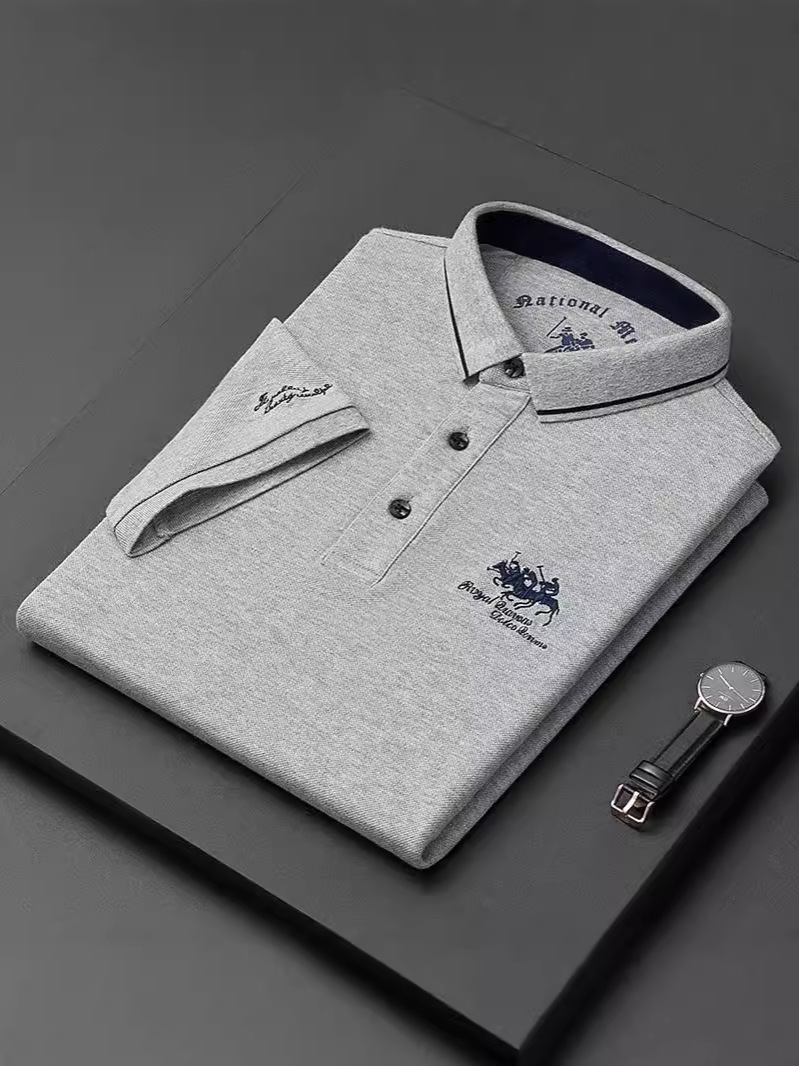 Popular ShorT-sleeved T-shirT Men's Summer New ProducT for Young and Middle-aged Men Pure Color Embroidered POLO ShirT Casual T-shirT Trendy