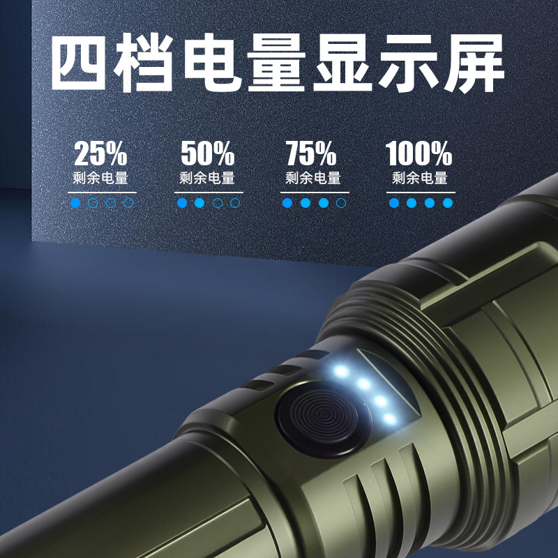 TEMU TIKTOK Cross-border Strong Flashlight Patrol Camping Outdoor Lighting White Laser Remote Aluminum Alloy