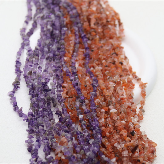 Natural Crystal Gravel Raw Stone Semi-finished Non-perforated Beads Amethyst Water Red Onyx Stone DIY Clothing Accessories
