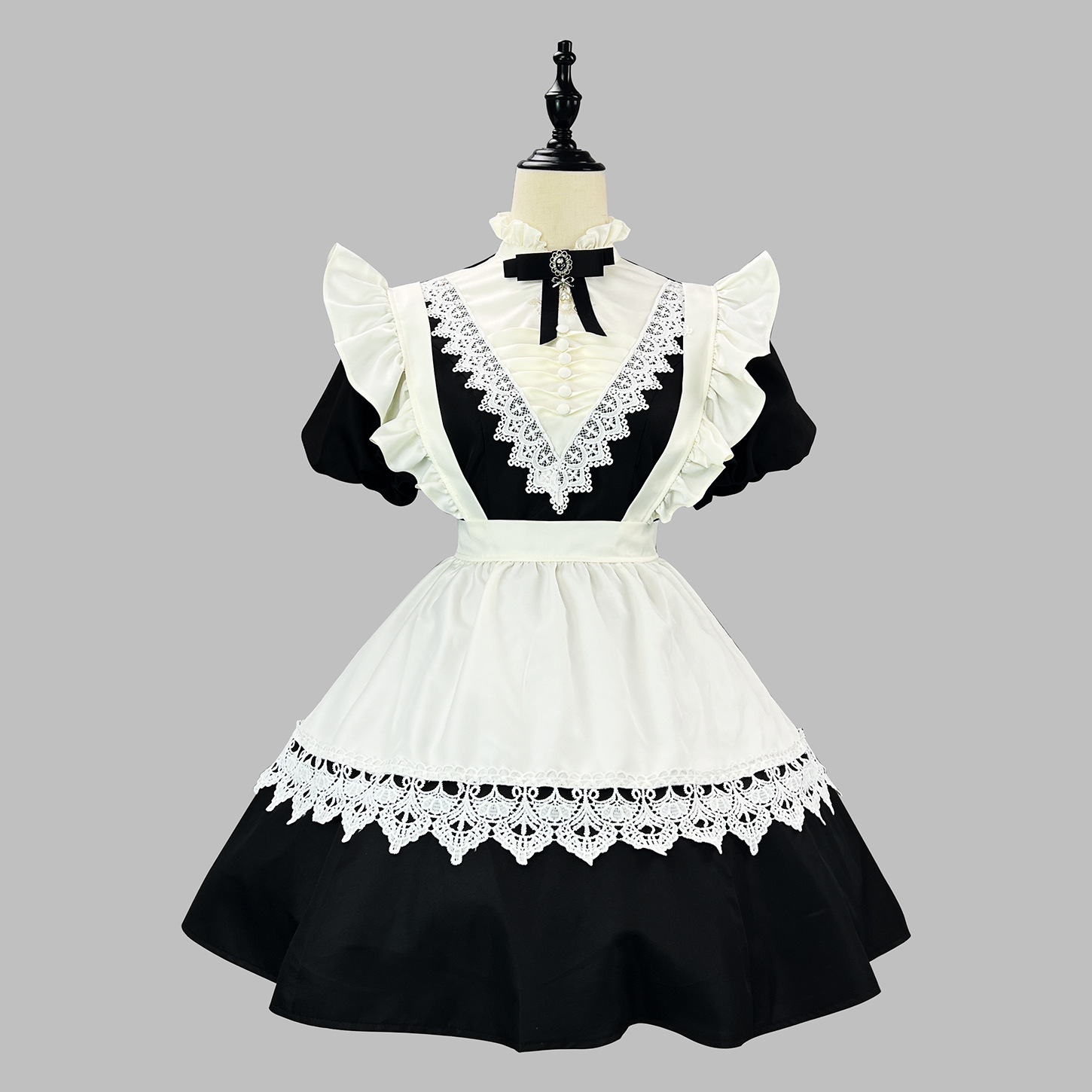 Cross-Border New Product Gothic Nun Black Long and Short Op Sleeve Apron Multi-Wear Maid Outfit Halloween Maid Outfit