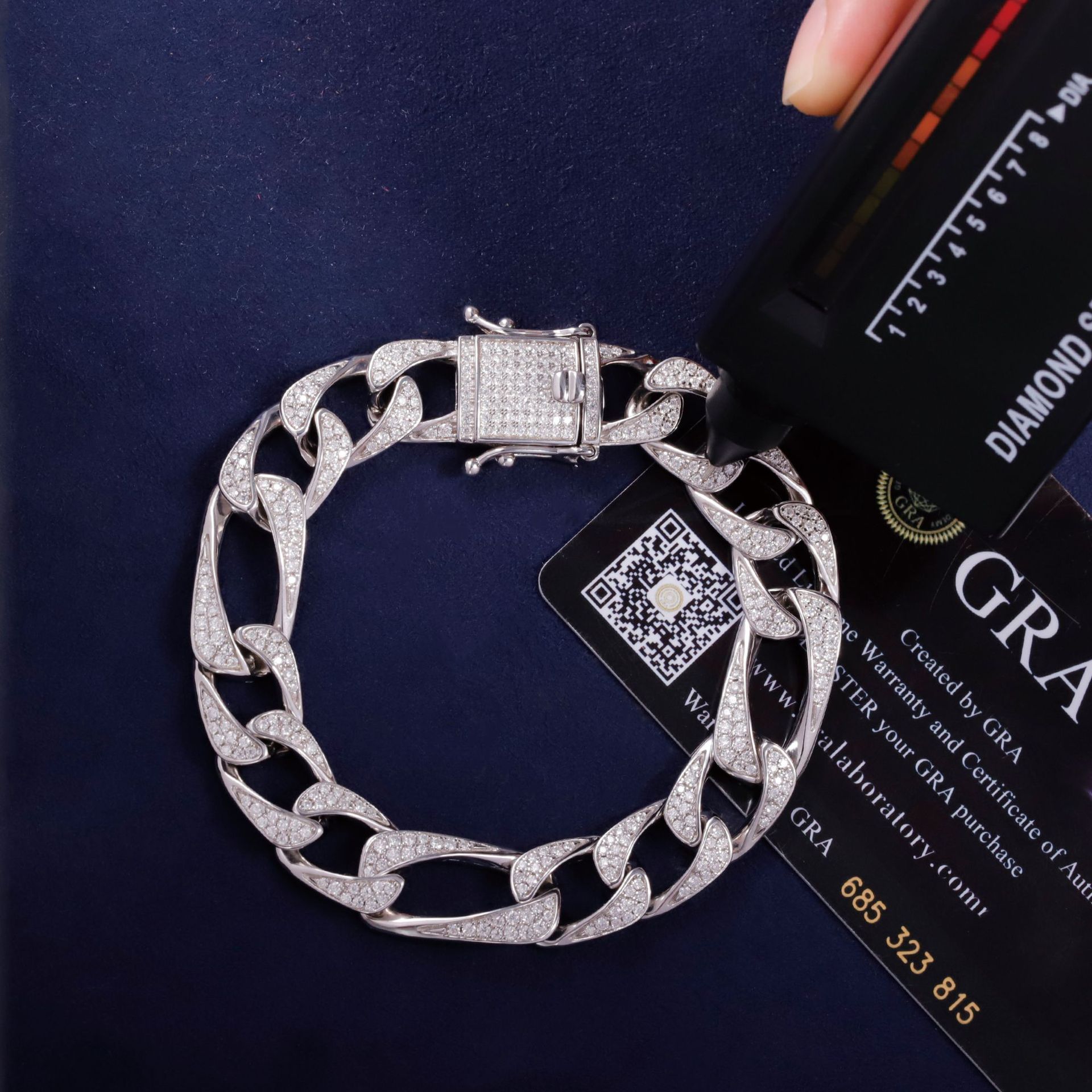 Fashion Hip-Hop Style S925 Silver Inlaid D Color Moissanite Cuban Chain Bracelet Cross-Border New Trendy Men's Bracelet