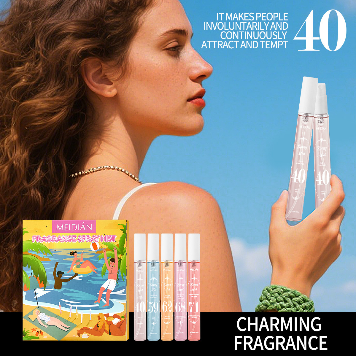 Foreign Trade Cross-Border Xiyin Beach Digital Perfume Spray Set Brazilian Body Hair Fragrance Deodorant Alcohol-Free