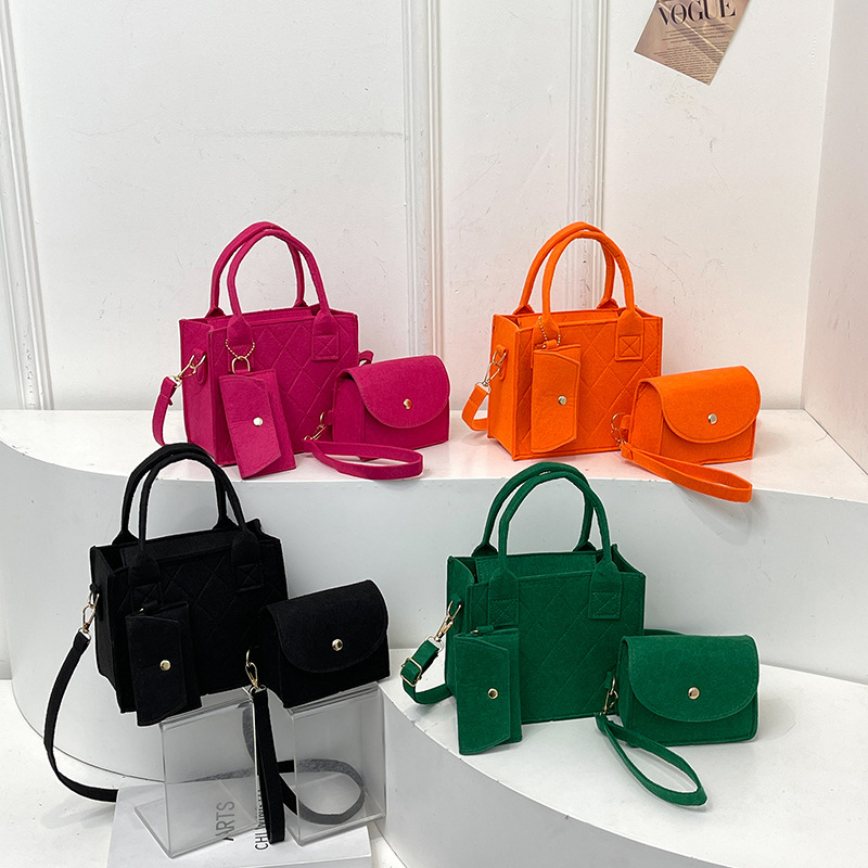 This year's popular small bag women's bag 2024 new portable summer felt diamond cross-body bag women's small square shoulder bag