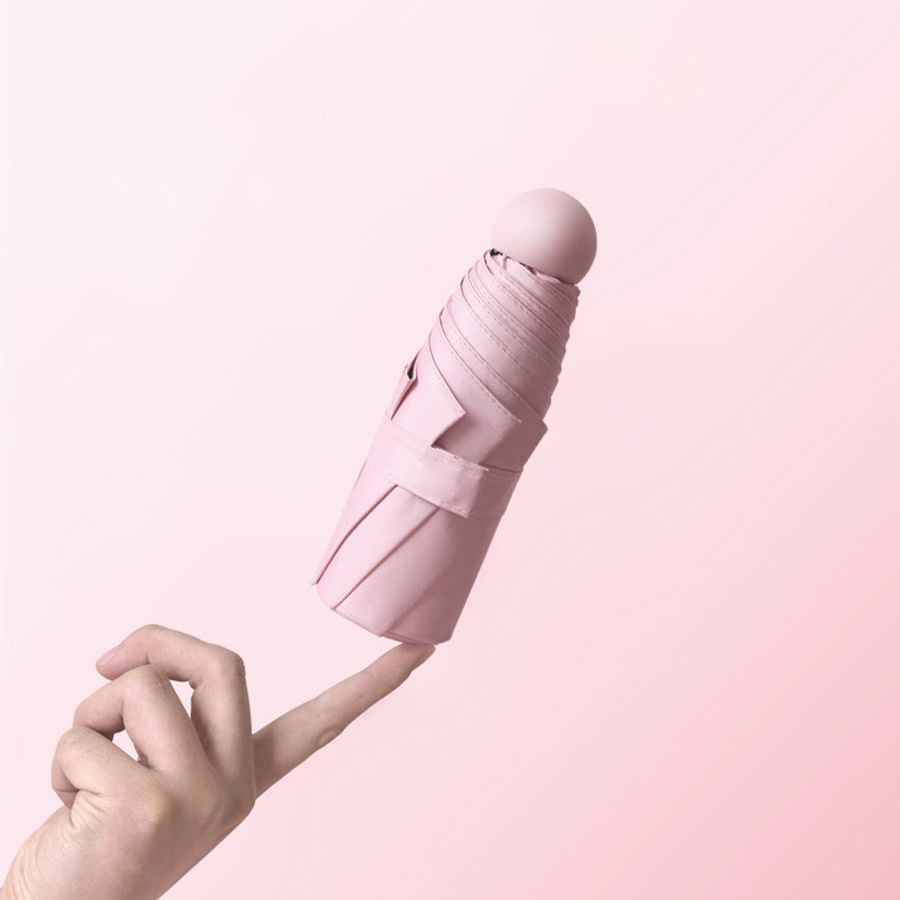 Portable Five-fold Umbrella UV-proof Sunlight and Rain-proof Dual-use Sun Umbrella Black Rubber Folding Mini Capsule Umbrella Sunscreen Umbrella