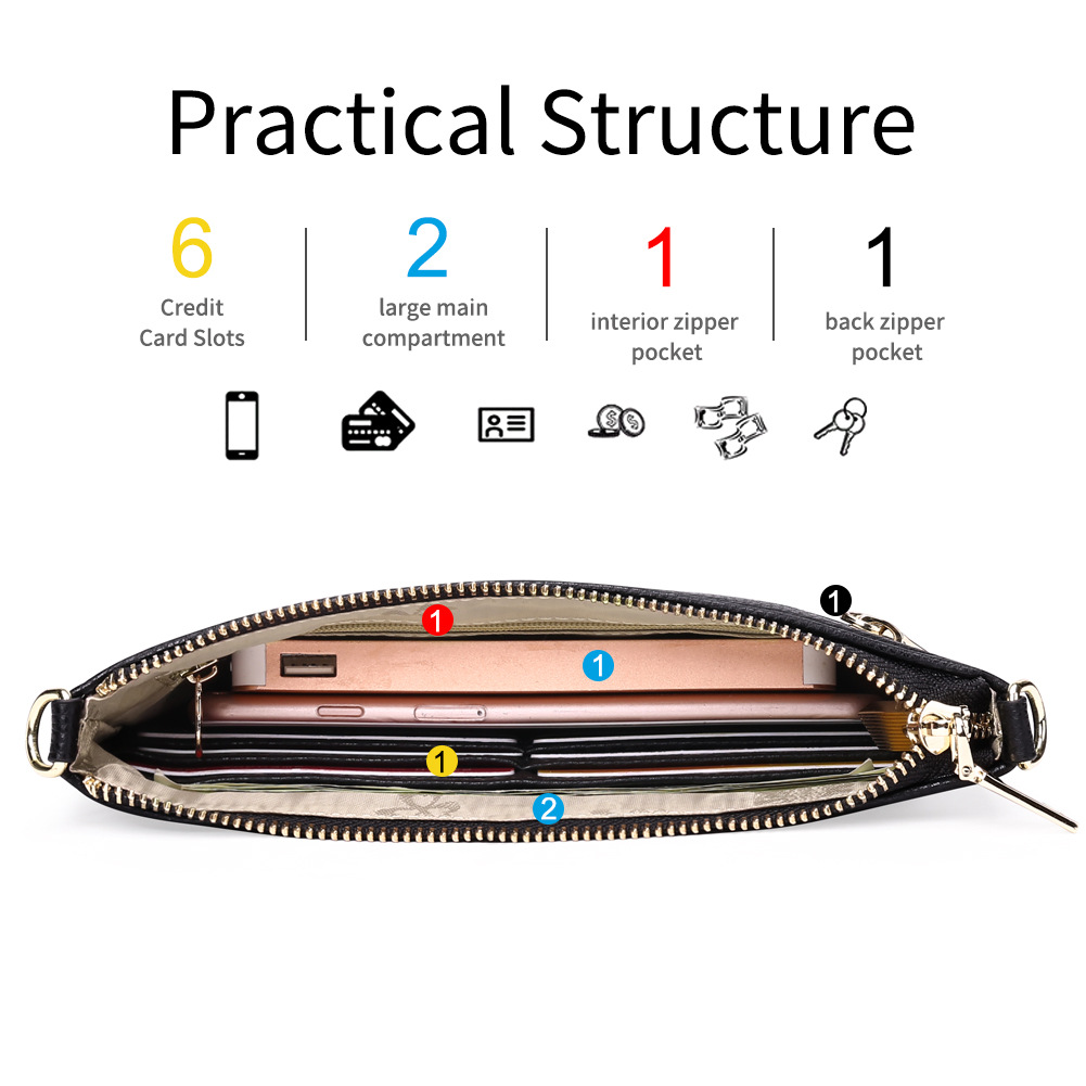 Women's Clutch 2025 New European and American Simple Casual Shoulder Crossbody Bag Pu Mobile Phone Bag Ready for Dropshipping