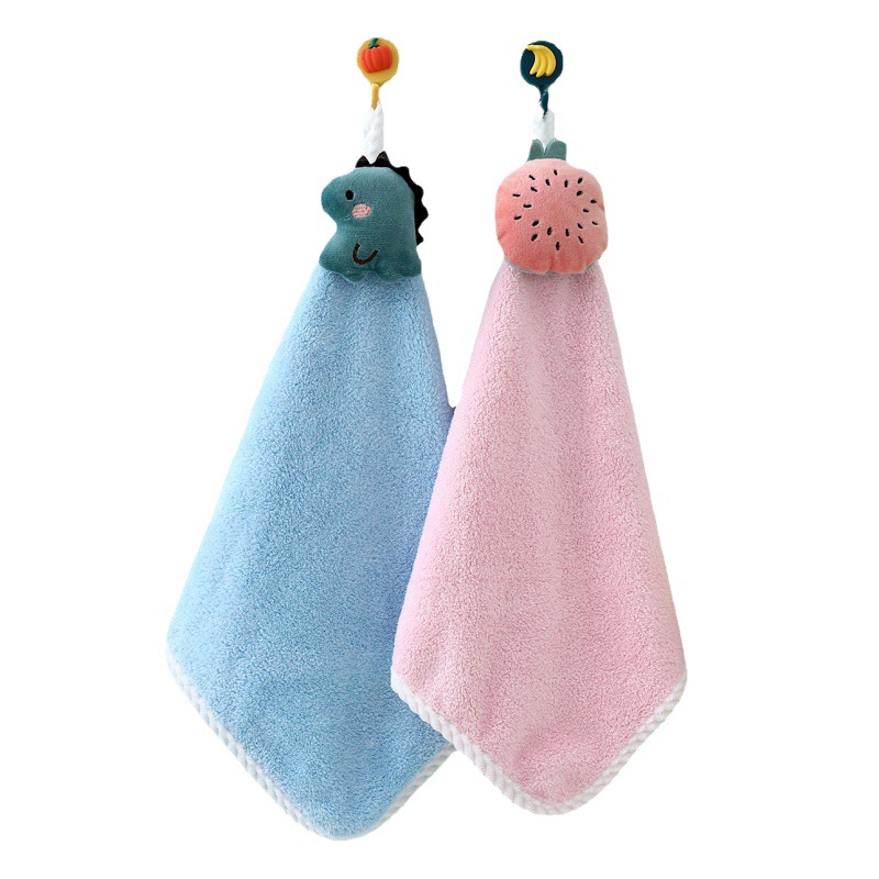 Kindergarten Children's Towel Cartoon Thickened Water Absorbent Hair-free Hand Gift Hanging Handkerchief Square Towel Towel