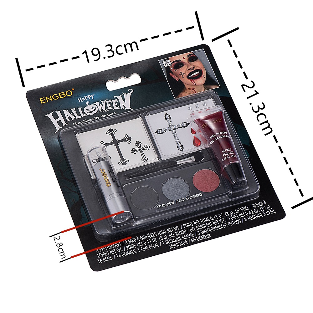 Halloween dress up cosmetics cross-border black lipstick smoky makeup plasma sticker Halloween painted suit