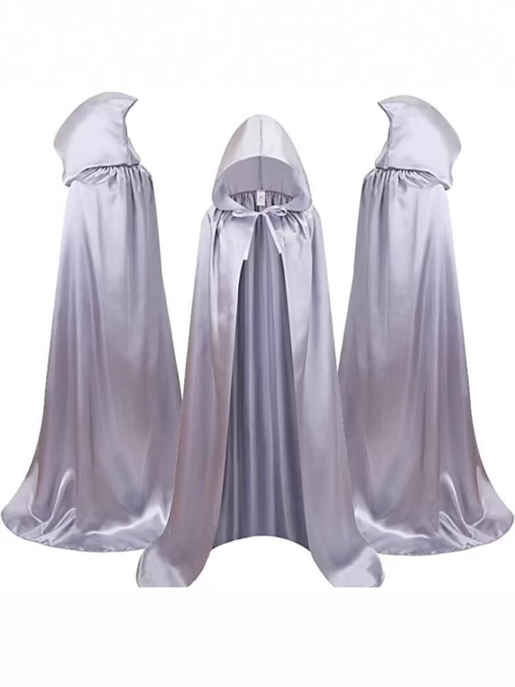 Halloween Cloak for Children and Adults Satin Cloak with Hood Black Death Cloak Cloak Black Cloak