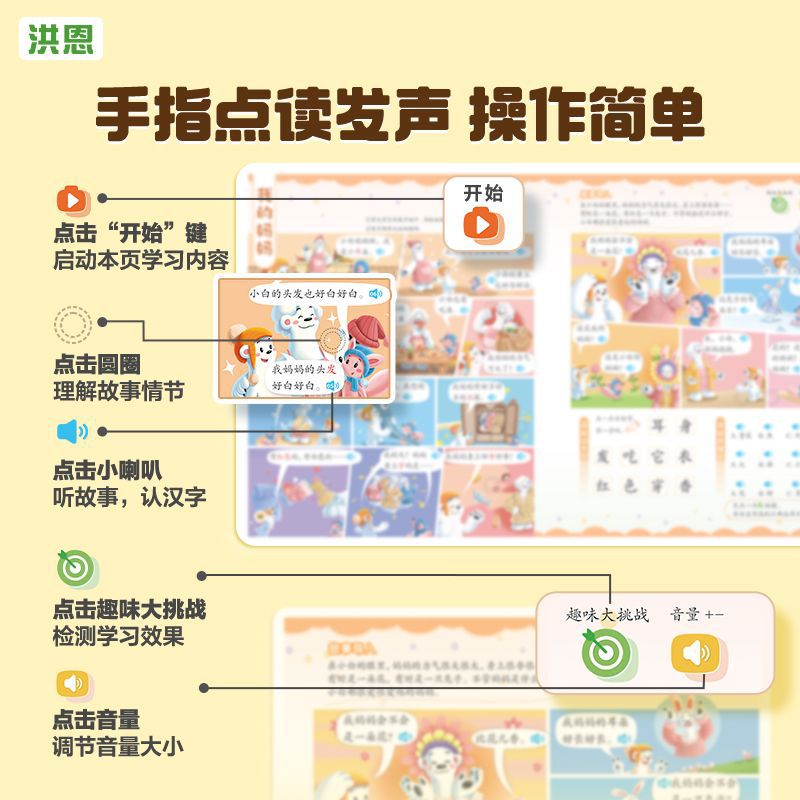 Hong En Literacy 15,000 Words Graded Reading Volume Recognition Literacy Game Point Reading Audio Book Chinese Enlightenment Early Education