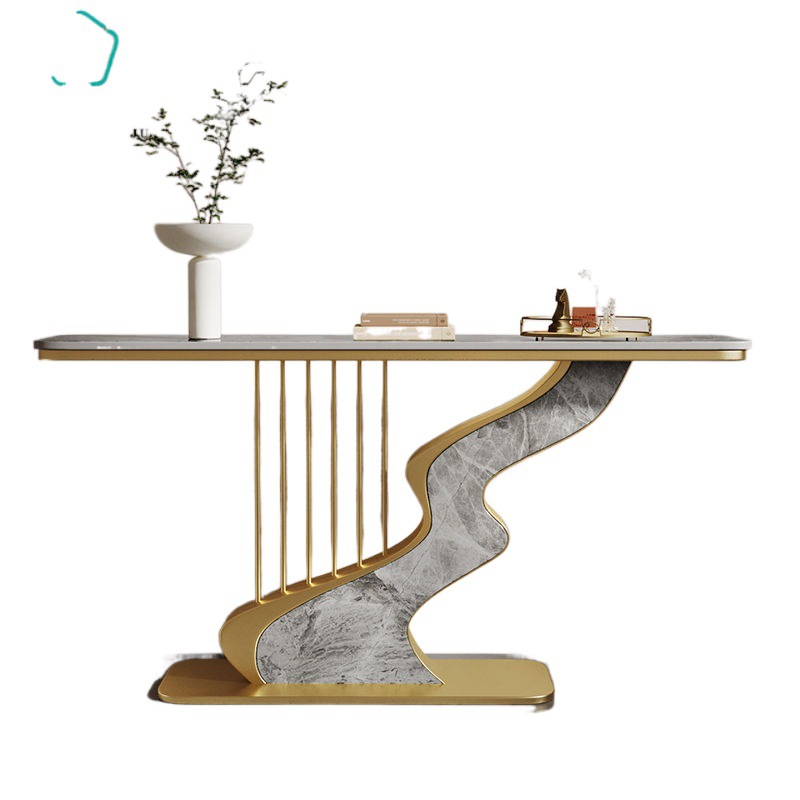 Modern Light Luxury Rock Board Entrance Table Entrance Corridor Wall Entrance Table High-end Ornaments Storage Rack Art End View Table
