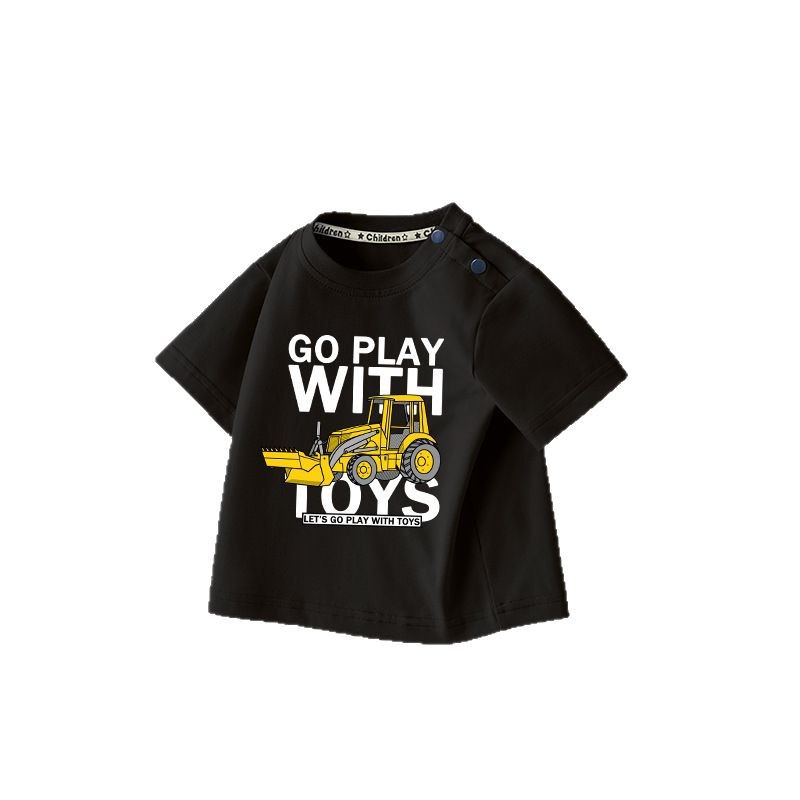 Boys' Short-sleeved Class A Children's Wear 2025 Summer Little Boy's Casual All-match Top Children's Round Neck T-shirt Children's Pure Cotton