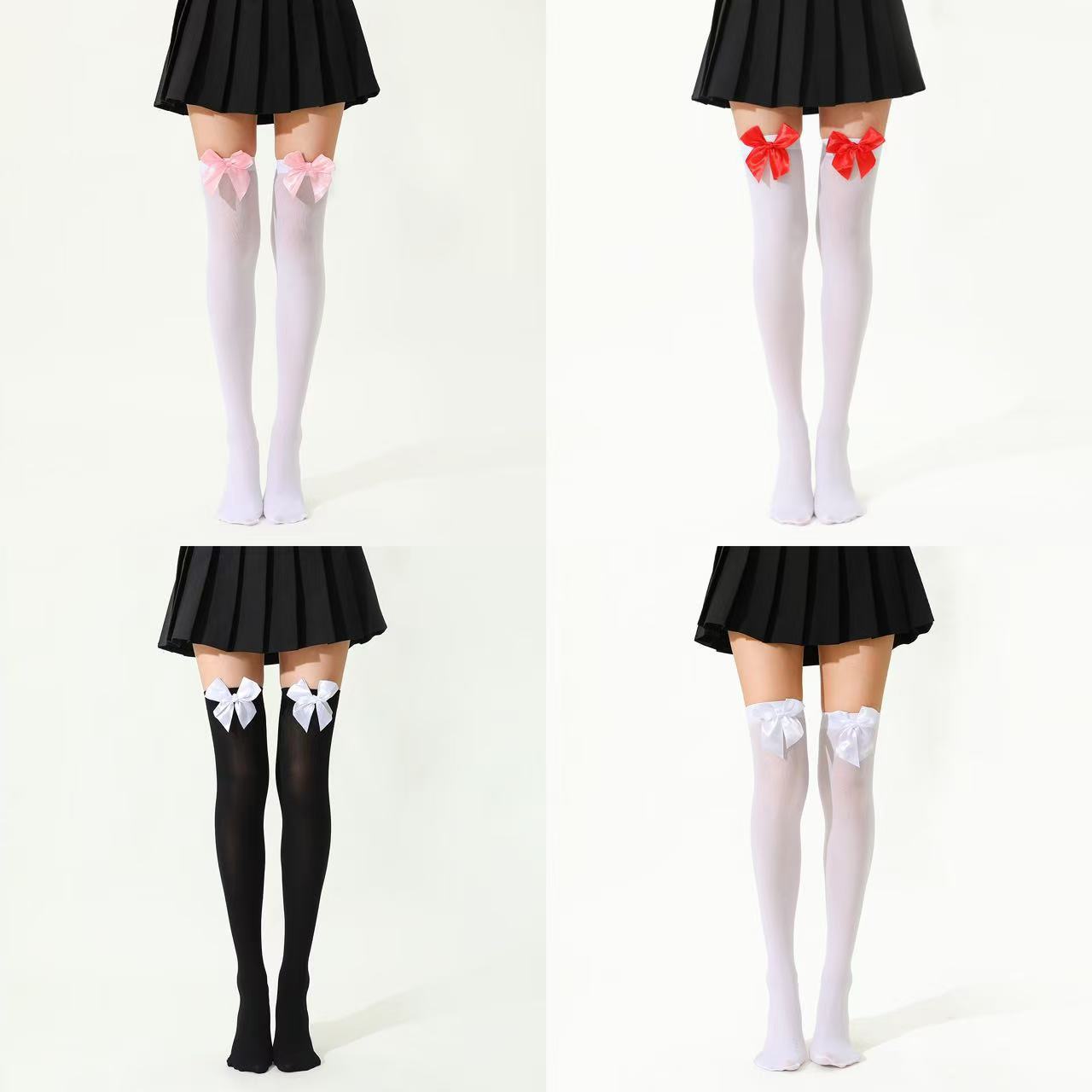 Кросс-бордерные бархатные чулки, соблазнительные с бантом, японский стиль, милые чулки выше колена