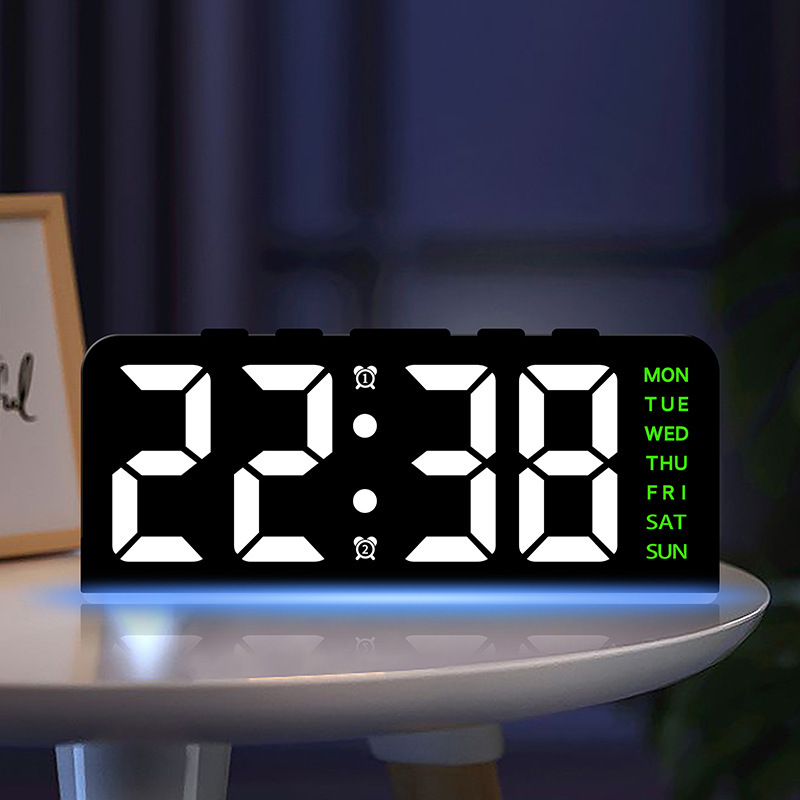 Cross-border Innovation LED Large Character Digital Clock Atmosphere Light Date Desk Clock Multifunctional Digital Alarm Clock GH8033