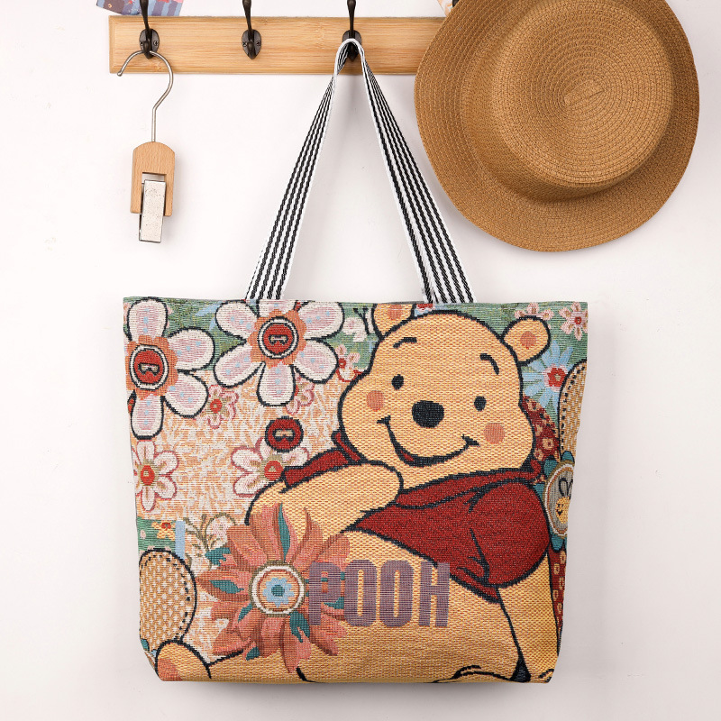 Cross-border New Cartoon Fashion Women's Shoulder Bag Ethnic Style Mummy Portable Embroidered Cloth Bag Large Capacity Shopping Bag