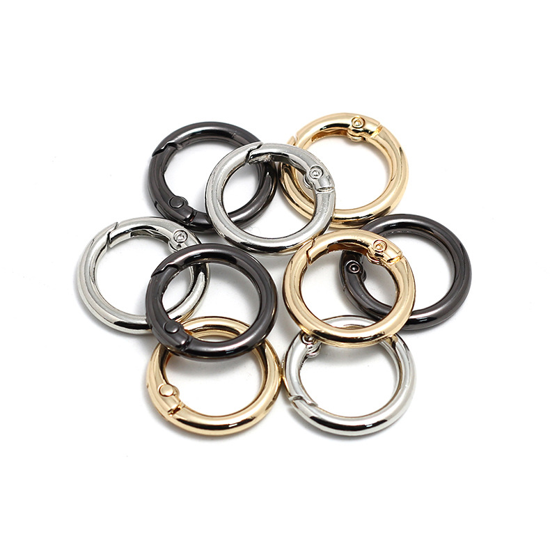 Zinc Alloy Spring Ring Press Spring Buckle Open Ring Car Key Ring Bag Buckle Metal Ring Buckle Spot Wholesale