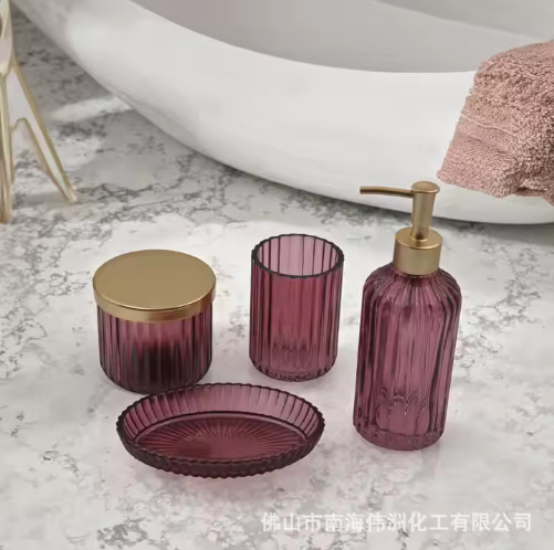 Rose Gold Glass Bathroom Accessories Set High Quality Bath Series Suitable for Home or Hotel Use Light Luxury