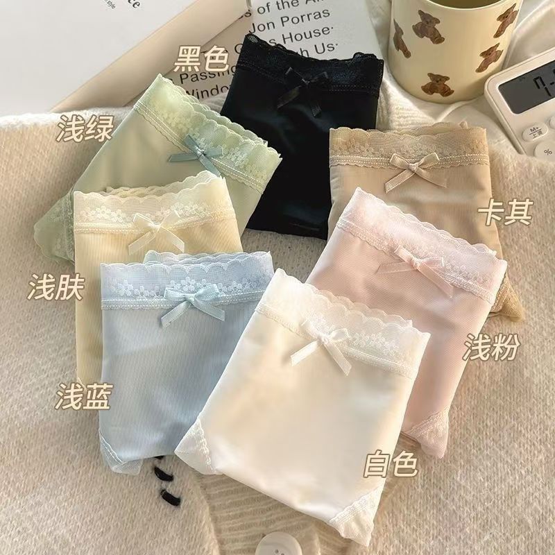 Бесшовное белье из ледяного шелка, тонкие трусики для девочек, средней высоты, дышащие, из чистого хлопка