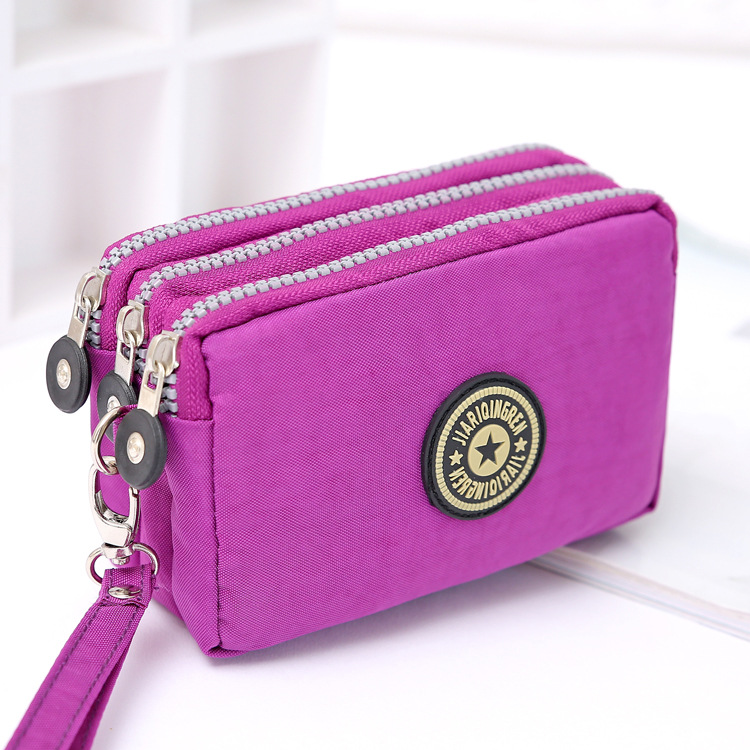 New Style Washed Denim Women's Three-Zip Coin Purse Cosmetic Bag Mobile Phone Bag Handheld Portable Bag Small Square Bag