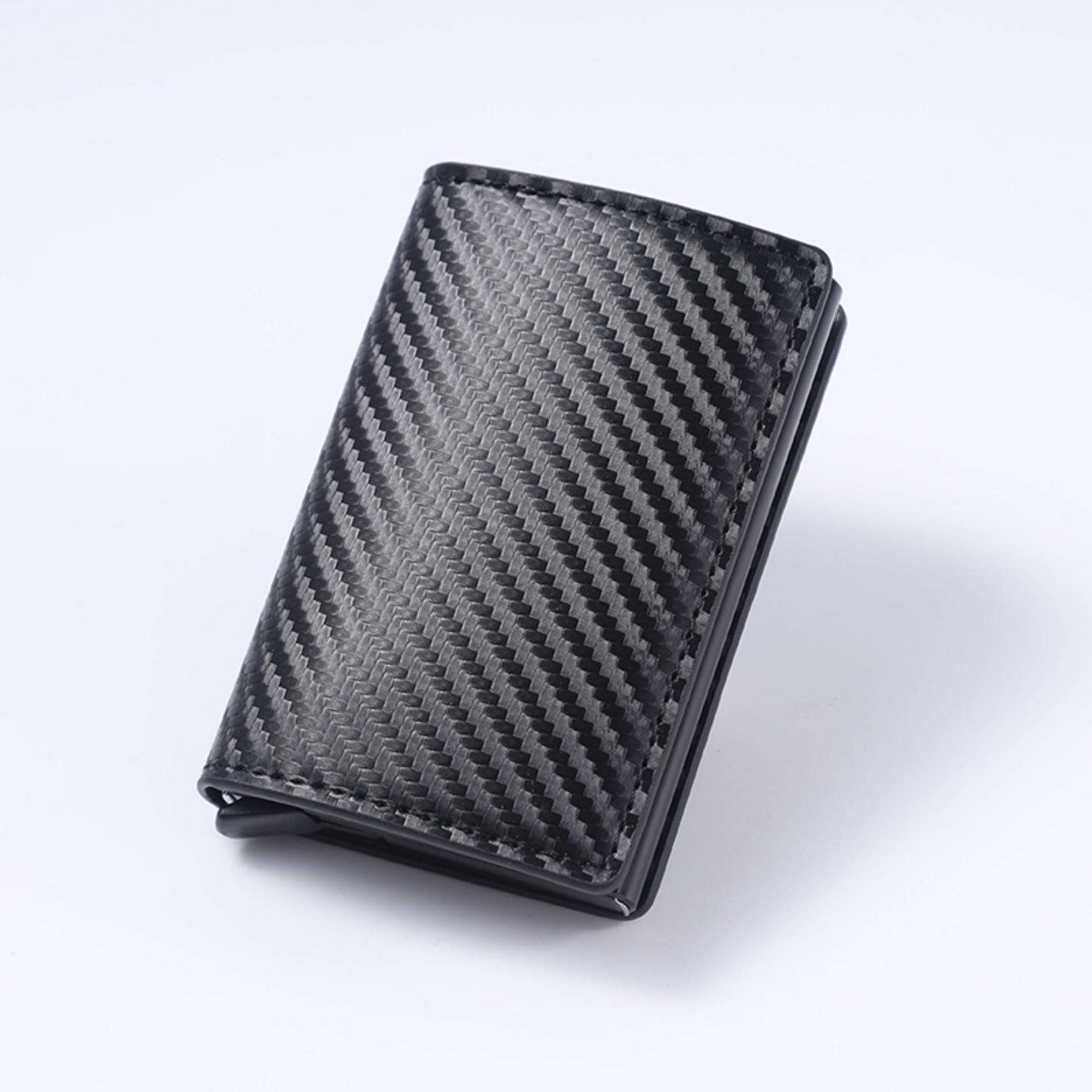 Cross-border European and American full inspection anti-theft brush men's wallet RFID Multi-card wallet ultra-thin carbon fiber card holder