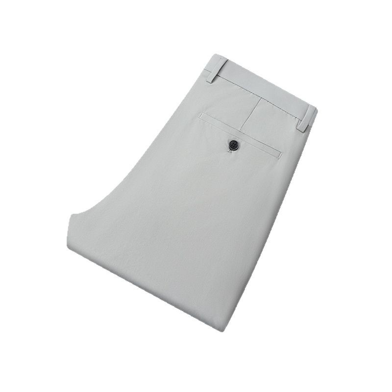 Summer Thin Ice Silk Middle-aged Casual Pants Men's High-end Elastic Non-ironing New Style Straight Business Elegant Trousers