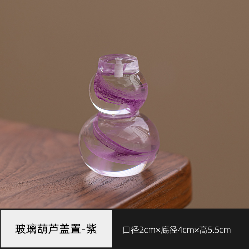 Crystal Glass Fluorescent Lid Set small size Hulu Gaito Household Creative Teapot Small Ornaments Cover Bowl Tea Pet Tea Table