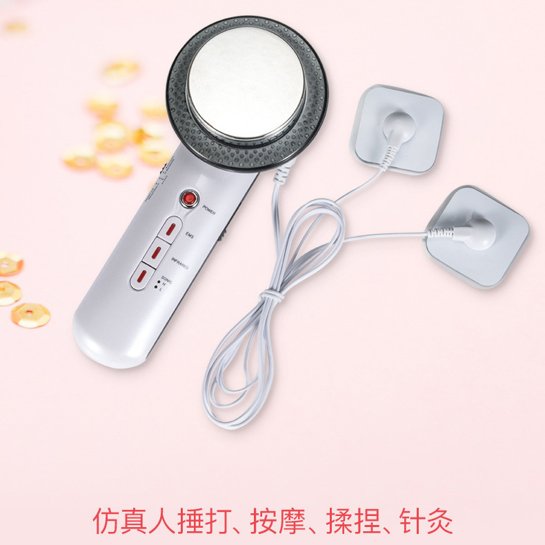 Beauty instrument three-in-one slimming instrument home EMS ultrasonic micro-current introduction massage skin rejuvenation weight loss fat-popping instrument