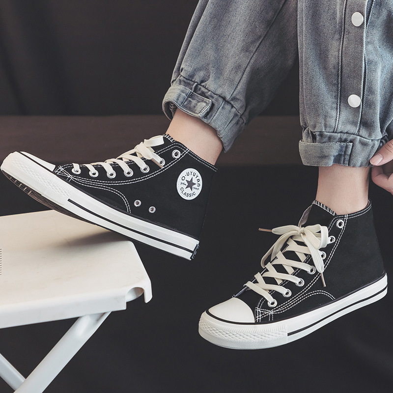 Канвасные кроссовки мужские высокие стильные повседневные кроссовки 2024 нового лета для пар, однотонные вулканизированные обувь