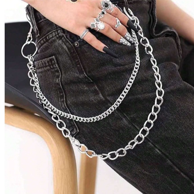 Новая модная цепочка для штанов, простая двойная панк цепочка