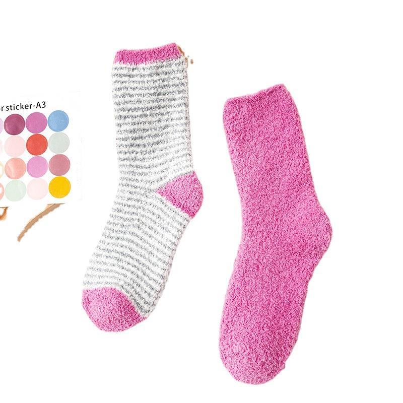 Зимние повседневные фиолетовые женские носки из кораллового флиса, теплые носки с мультяшным аниме, носки Jia Yao