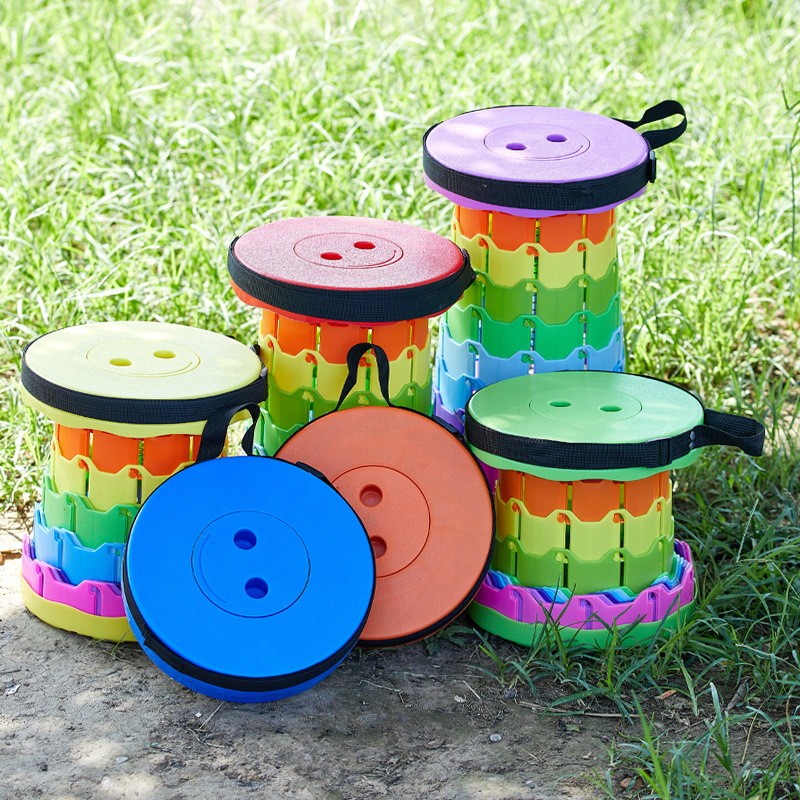 Folding Stool Low Stool Travel Outdoor Portable Telescopic Adjustable Plastic Household Space-Saving Support