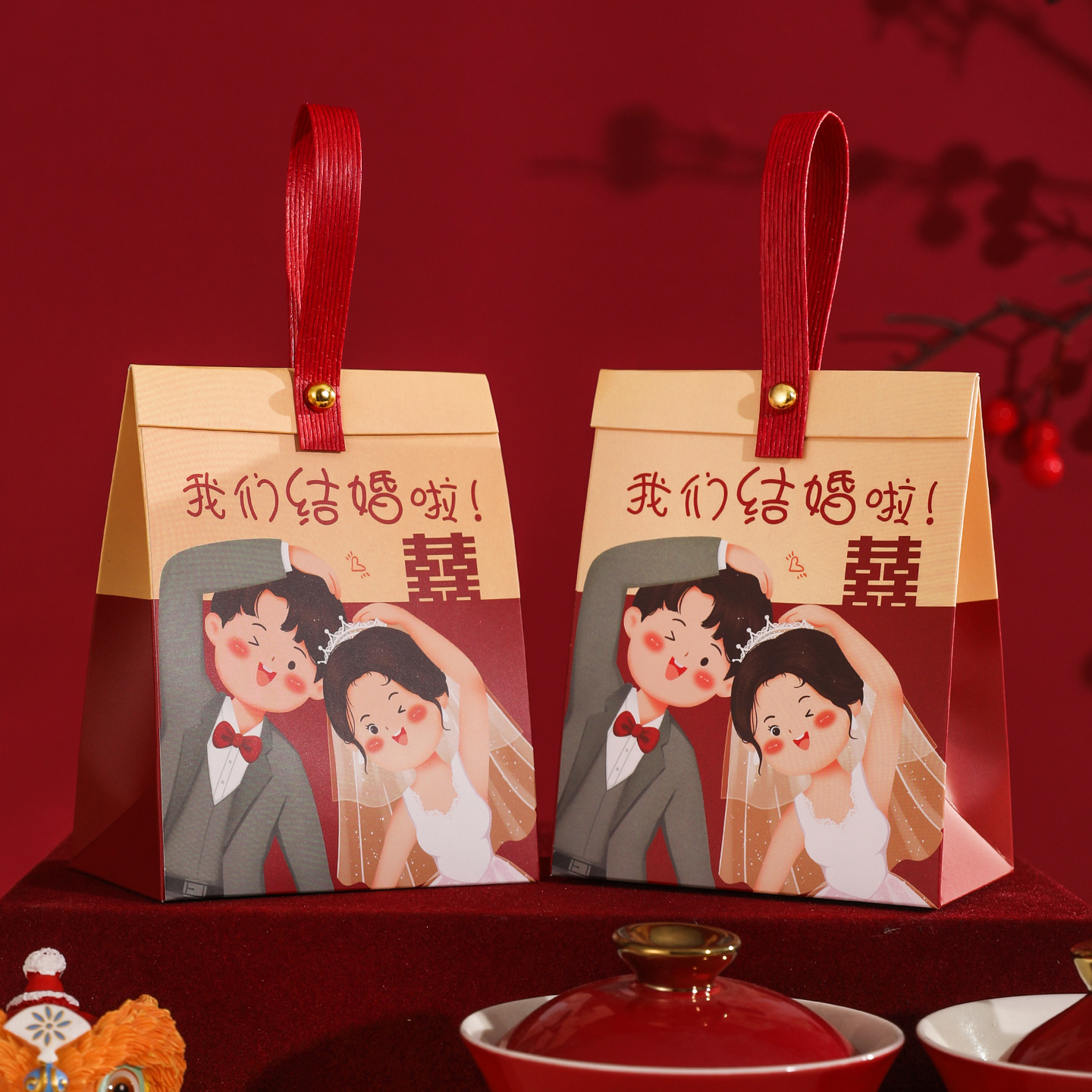 Новая китайская коробка для конфет на свадьбу 2023 года, стиль ins, портативная коробка для подарков